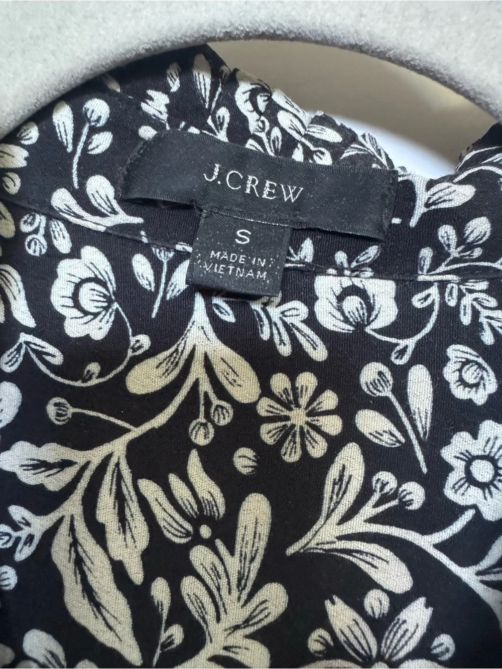 J. Crew Black and White Floral Long-Sleeve Dress